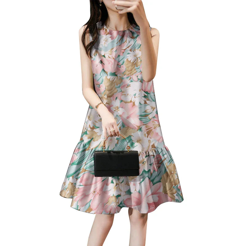 Bohemian Floral Dress Sleeveless Sundress for Summer Women