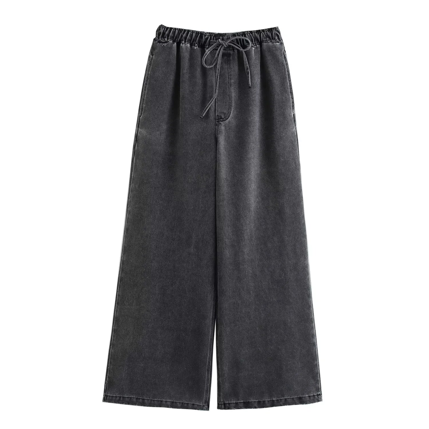 Blue Oversized Shirt and Wide Baggy Denim Pants Two-Piece Set Casual Autumn Jean Outfit for Women