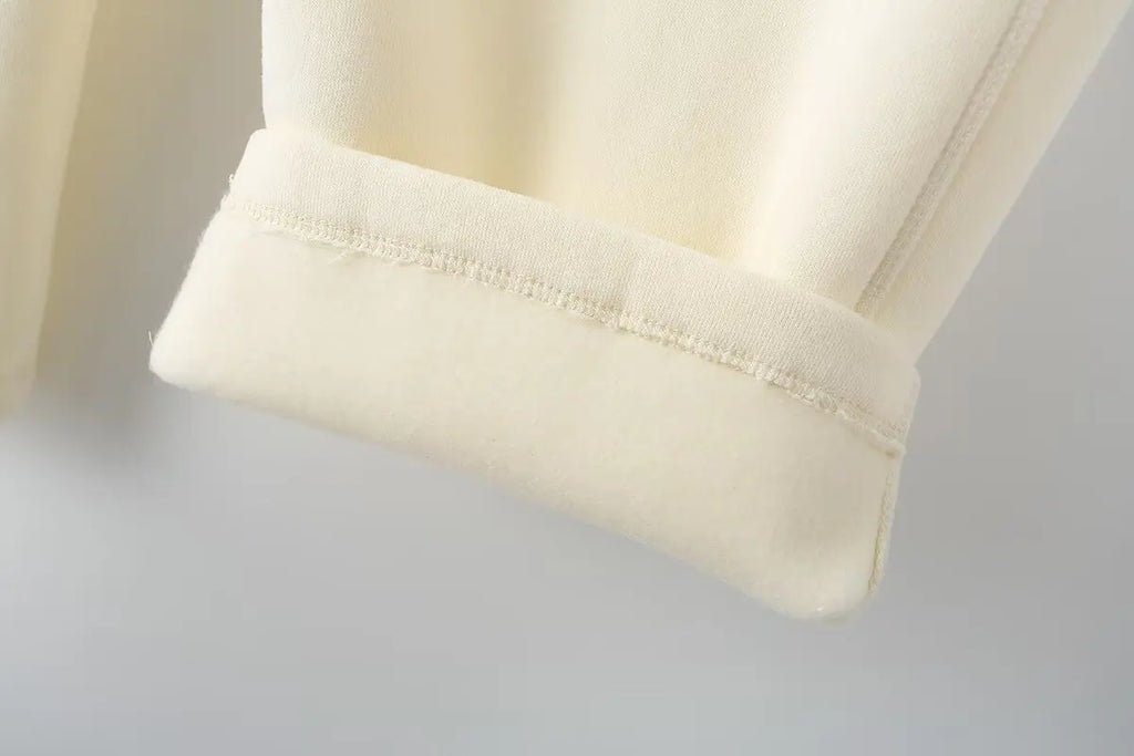 Solid Hoodie Top and Wide Leg Long Pant Set for Women with Elastic Waist and Chic Lace-Up Design