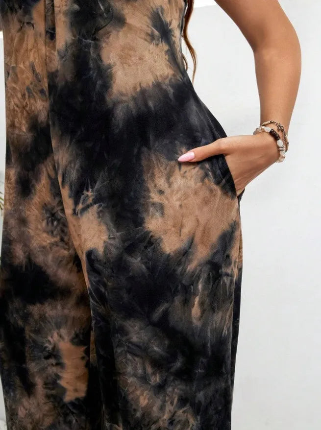 Summer Women's Printed Strap Vest Jumpsuit Casual Loose Fit Pants Stylish Lightweight Outfit