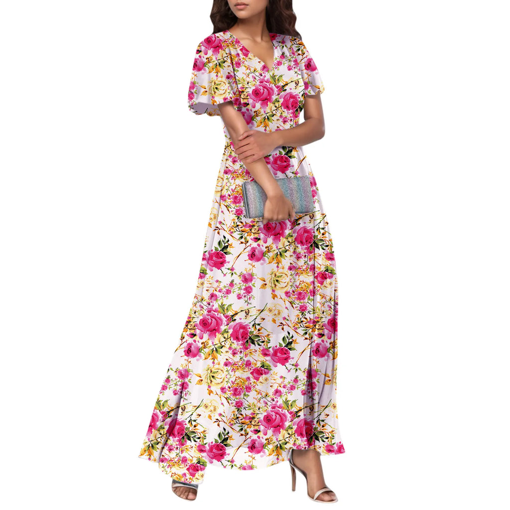 Floral Chiffon Maxi Dress for Summer Wedding Guest Chic