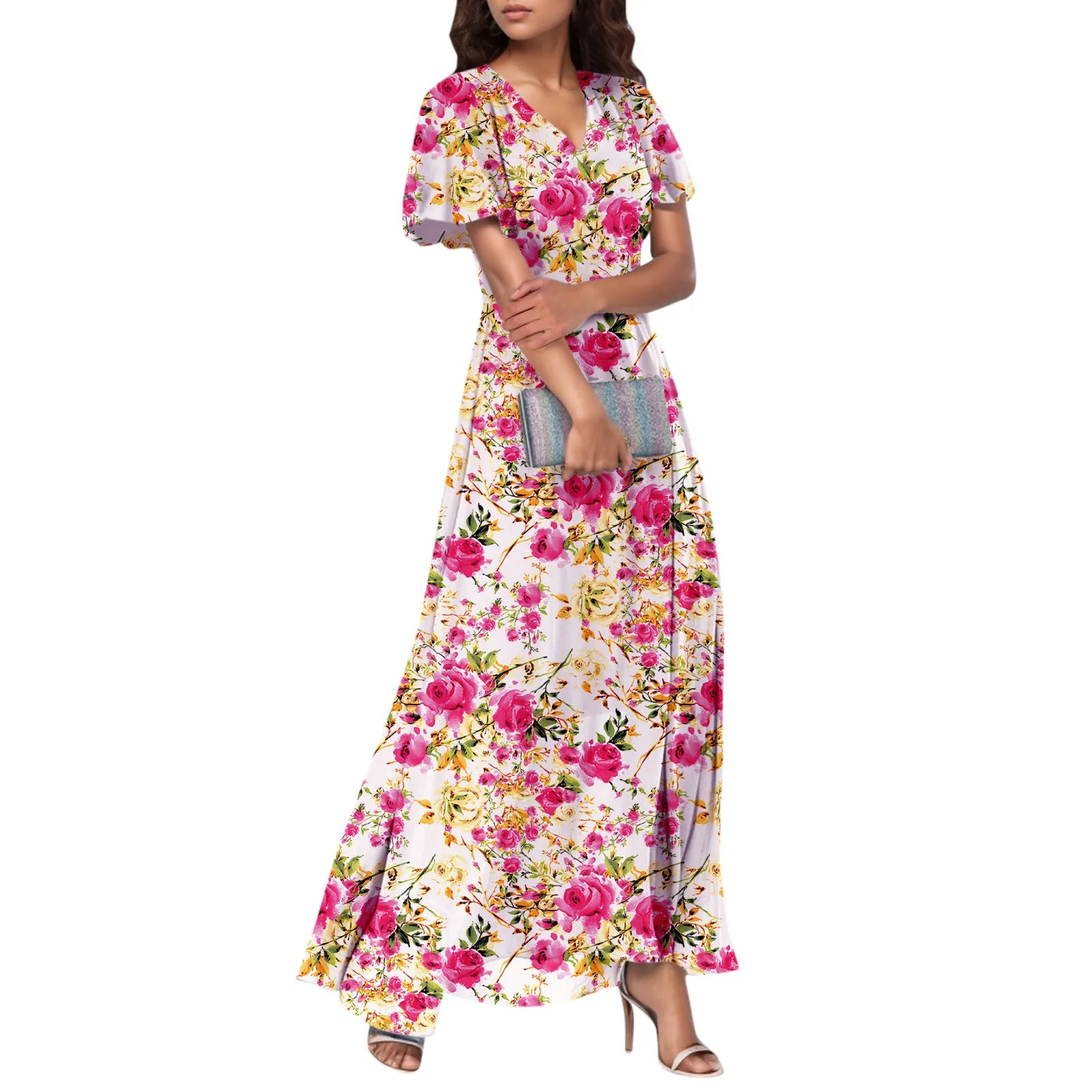 Floral Chiffon Maxi Dress for Summer Wedding Guest Chic