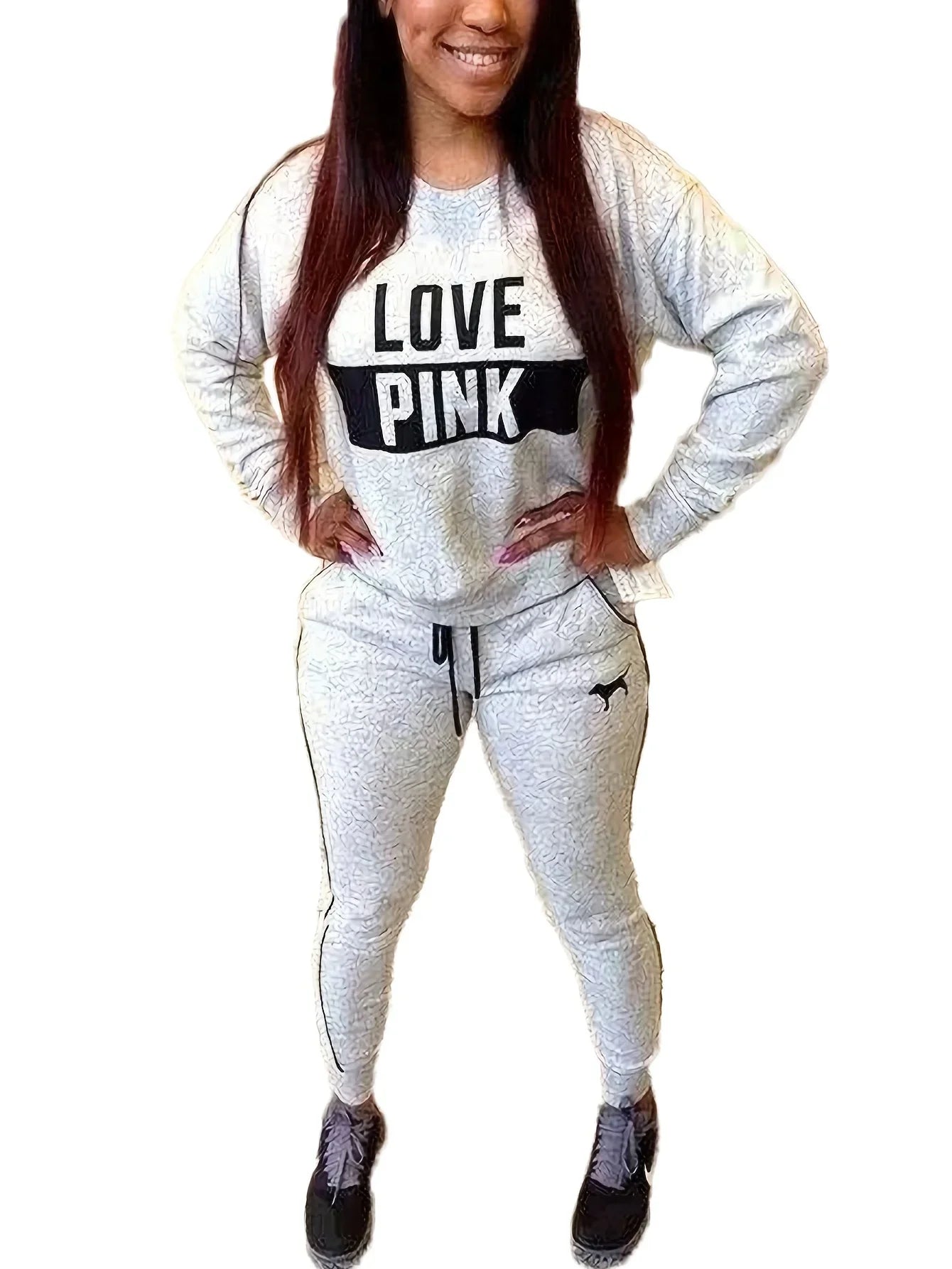 Casual Women Sportswear Printed Sweatshirt and Pants Tracksuit Long Sleeve Set
