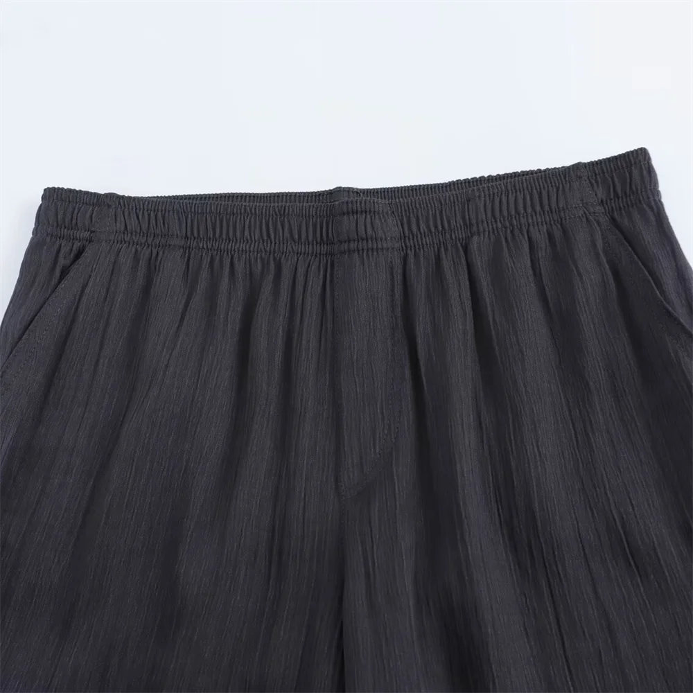 Elegant Kimono Style Women's Long Sleeve V Neck Shirt Jacket and Matching Long Pants Set with Textured Fabric and Refined Temperament