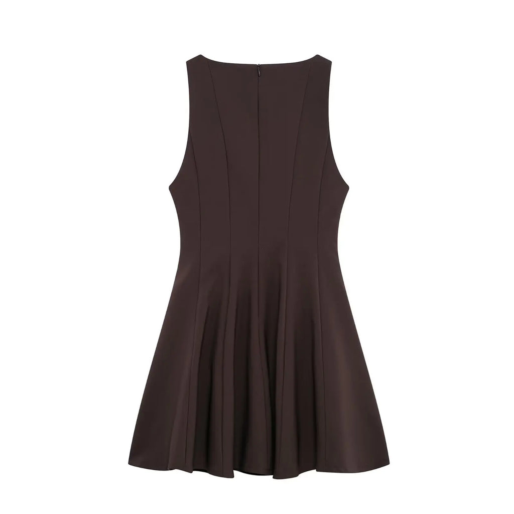 Sleeveless Pleated Mini Dress For Women Casual Office