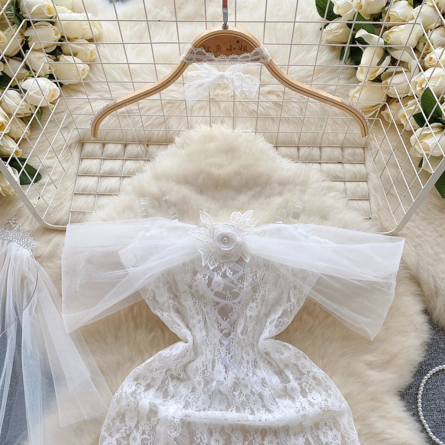 Sexy See Through Lace Bridal Dress One Shoulder Costume