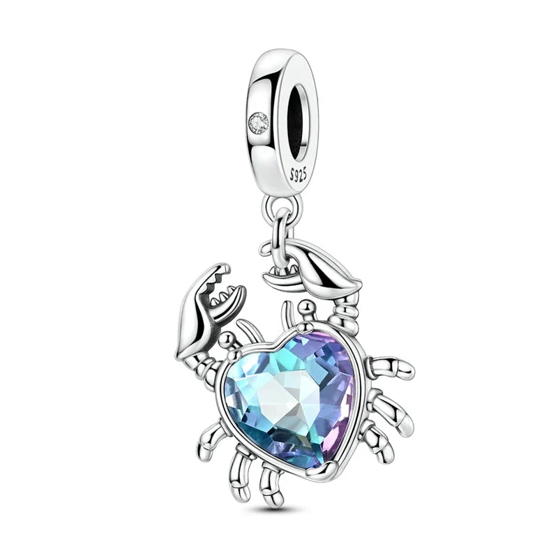 Underwater World 925 Sterling Silver Ocean Animal Pendant for DIY Bracelet or Necklace