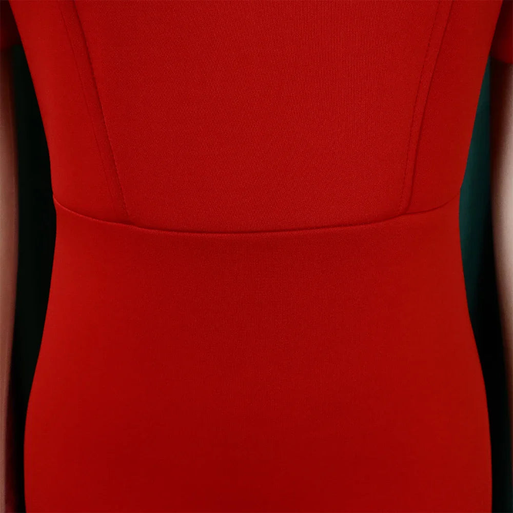 Elegant Cold Shoulder O Neck Dress For Women Mid Calf Party