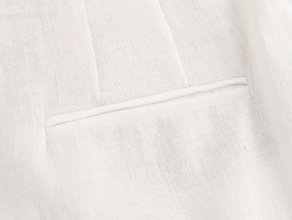 Women's Casual Chic Blended Suit Jacket and Straight Trousers Set for Spring and Summer