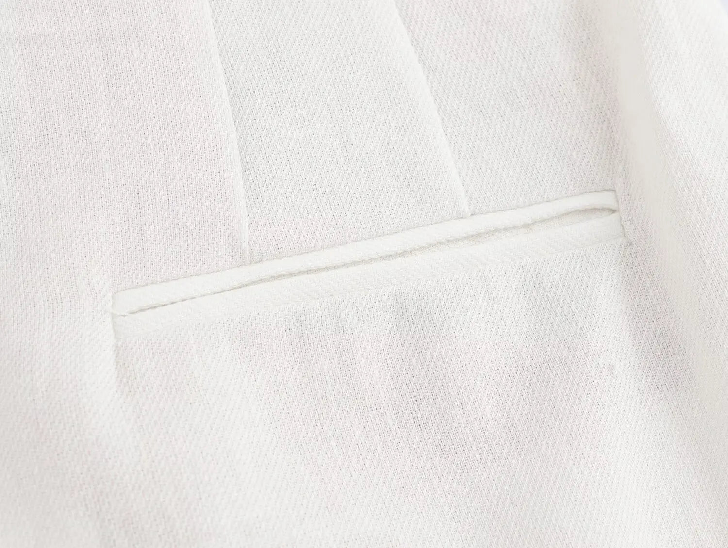 Women's Casual Chic Blended Suit Jacket and Straight Trousers Set for Spring and Summer