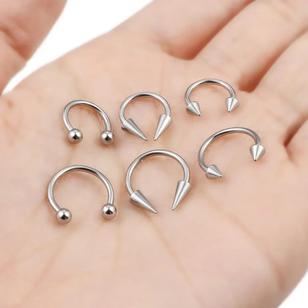 Spike Septum Ring 16G Surgical Steel Piercing Jewelry Vertical Snake Bite Lip Ring for Men and Women 8mm or 10mm