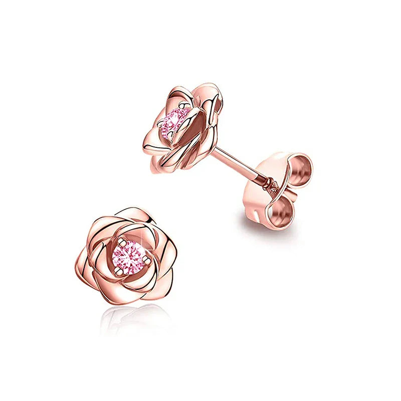 Eternity Love Heart Earrings for Women in Silver and Gold Fashion Chic Wedding Jewelry