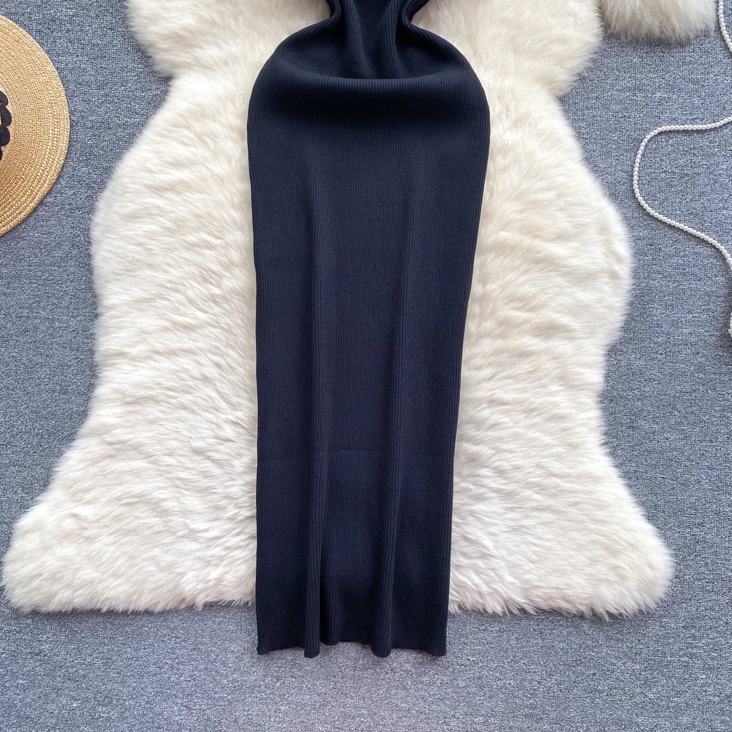 Wrap Dress Knitted Maxi With Pleated Detail And Bodycon Fit