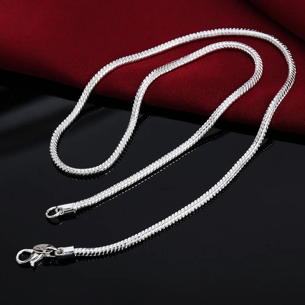 Silver Color Solid Snake Chain Necklace 45-60cm for Men and Women Fashion Jewelry