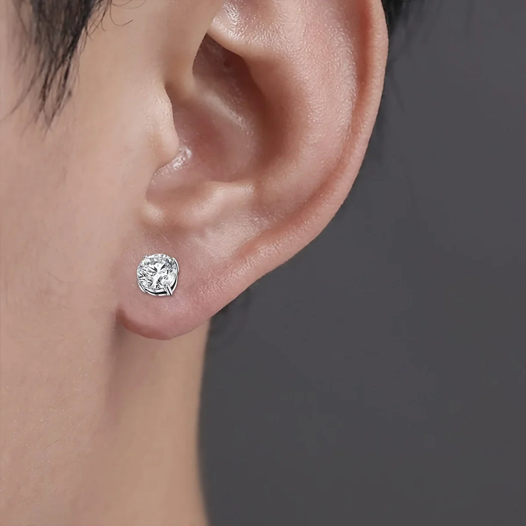 Crystal Magnetic Ear Stud Clip Earrings for Men and Women Non Piercing Punk Round Zircon Jewelry