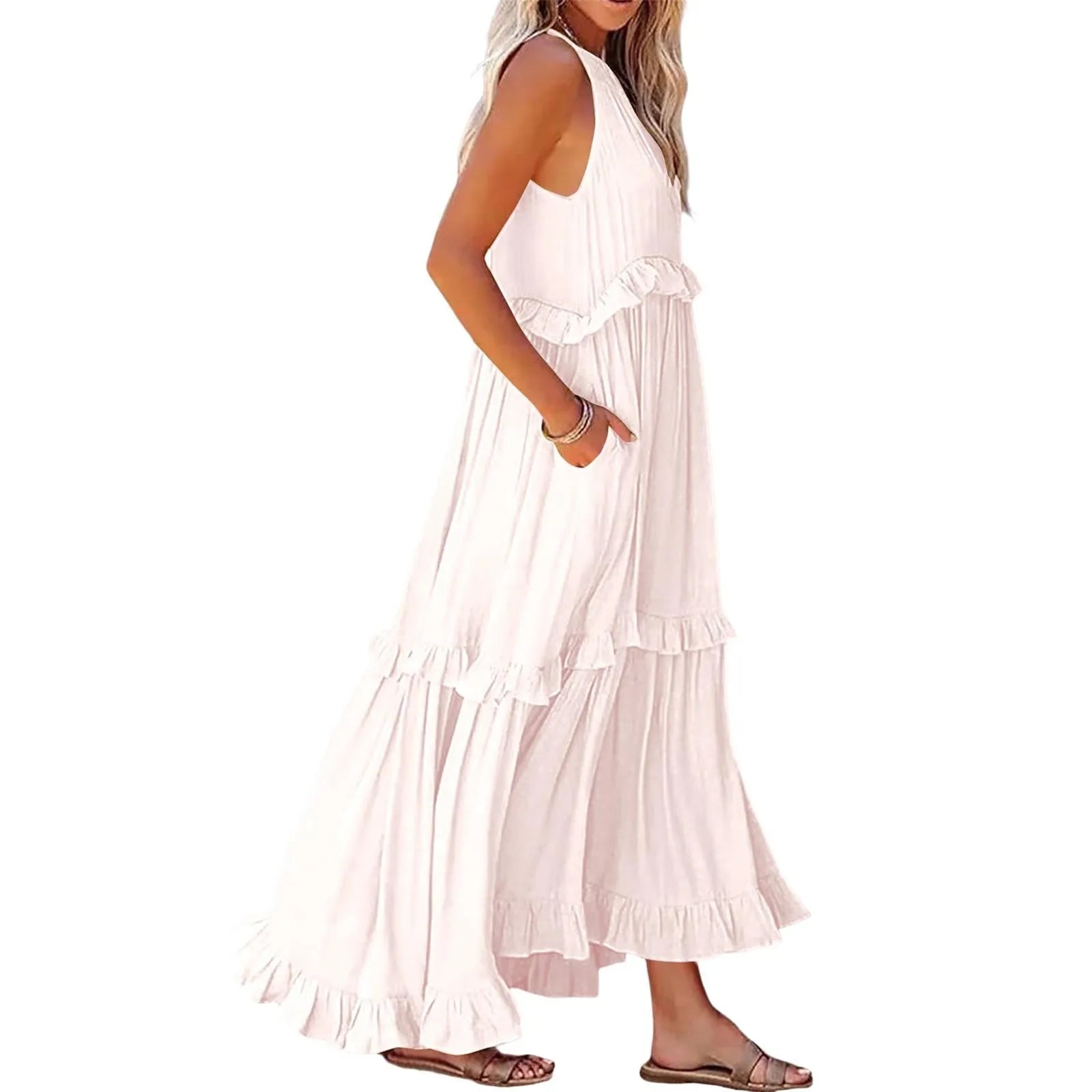 Women Summer Maxi Dress Lightweight Beach Swing Dress