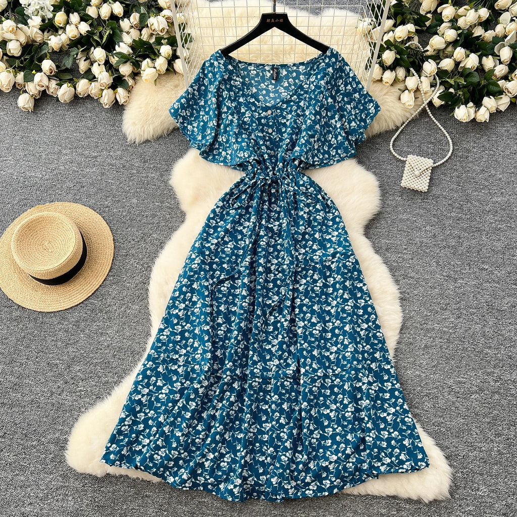 Floral Print Sundress V Neck A Line For Summer Party