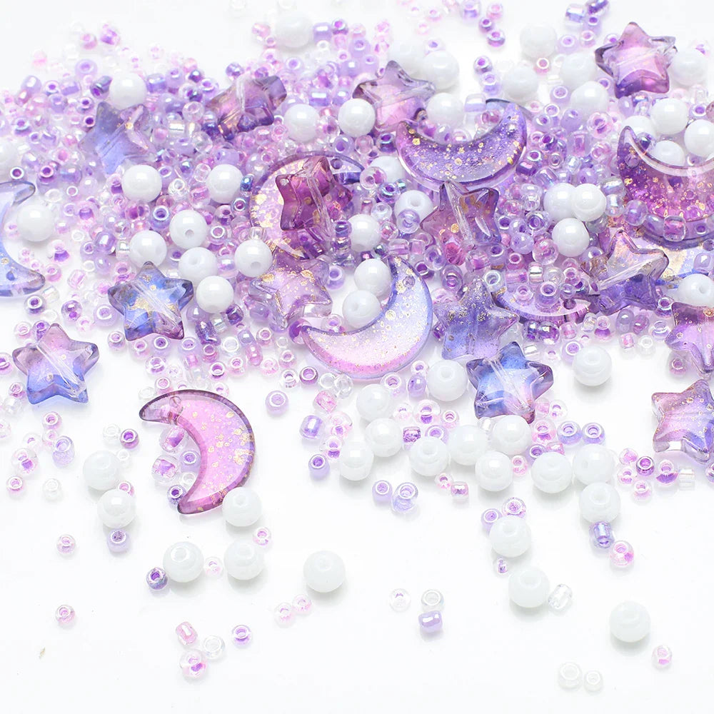 Mixed Star and Moon Crystal Glass Beads for DIY Jewelry Making Craft Bracelets Necklaces and Earrings