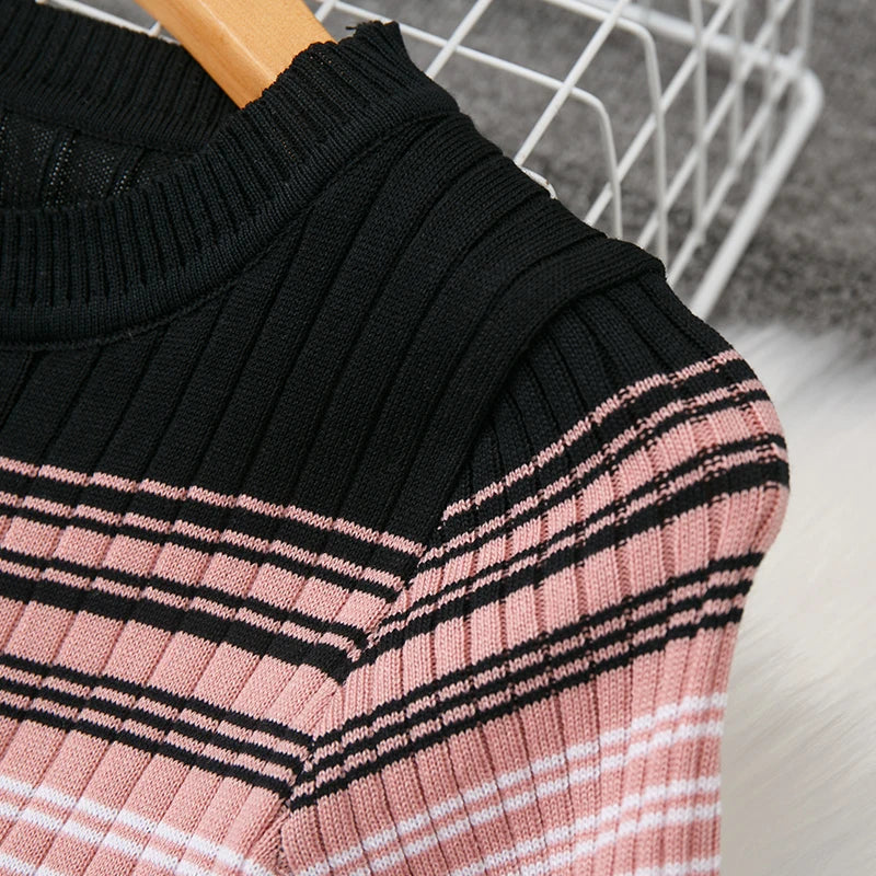 Wrap Bodycon Dress Women Knitted Striped Long Summer Dress