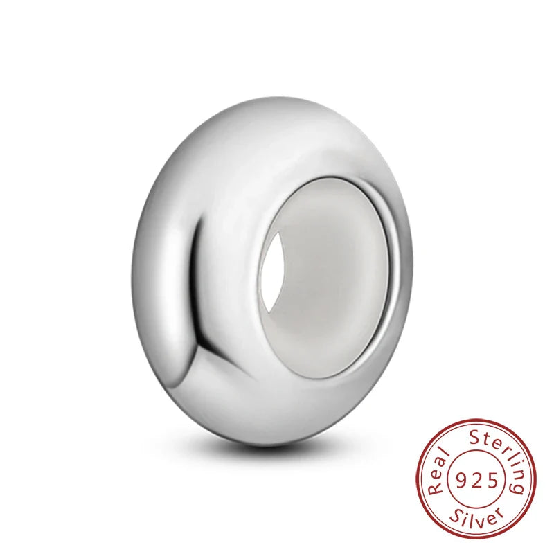 Fit Original 925 Sterling Silver Clip Charms with Zircon and Silicone Spacer Beads for Women DIY Bracelet Gift