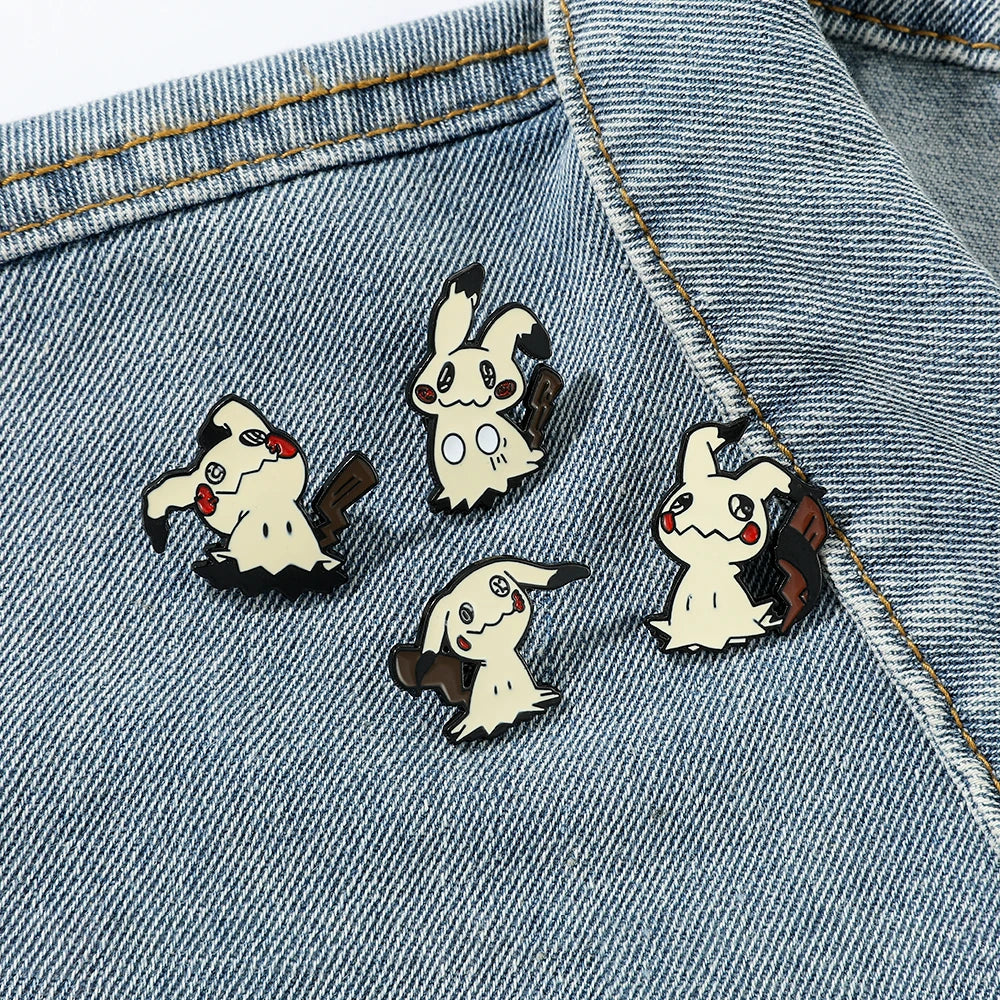 Cartoon Animal Enamel Pin Brooch Set 4 Pcs Fun Mimikyu Jewelry for Backpack Wallet and Clothes Accessories