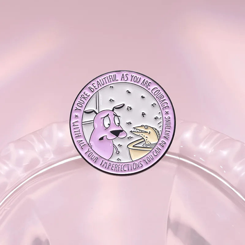 Cute Cartoon Pink Dog Enamel Pins Brooches Fashion Jewelry Accessories Gift for Kids and Friends