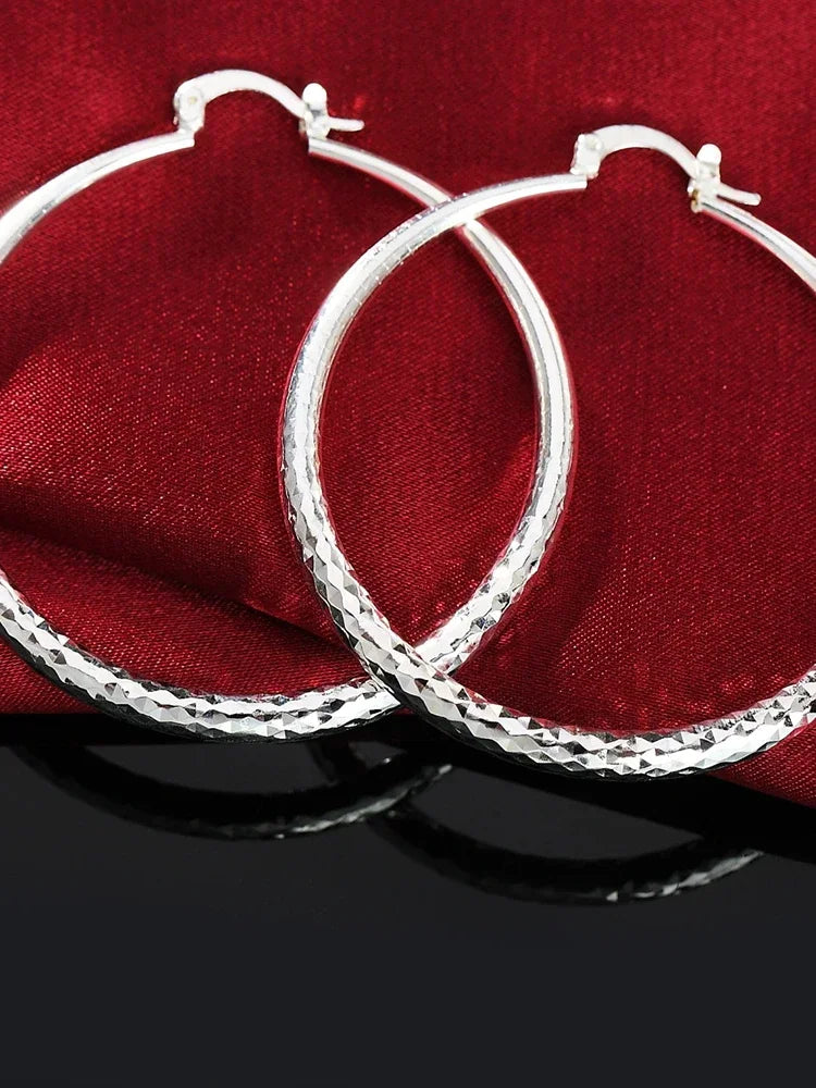 925 Sterling Silver Circle Hoop Earrings for Women Stylish Wedding Party Jewelry Holiday Gifts