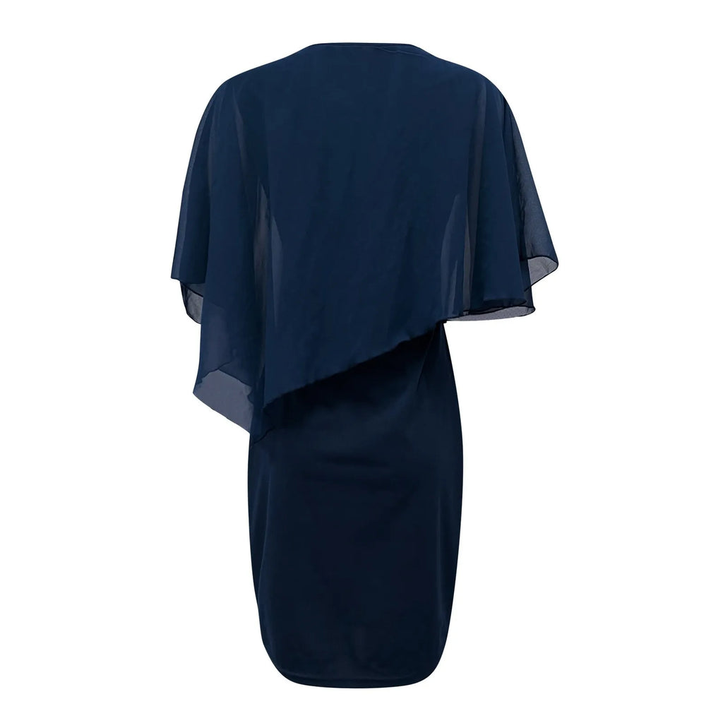 Plus Size V Neck Overlay Chiffon Sequins Dress For Women