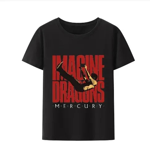 100% Cotton Vintage Rock Band T-Shirt with Imagine Dragons Print for Men and Women Streetwear Tee Tops