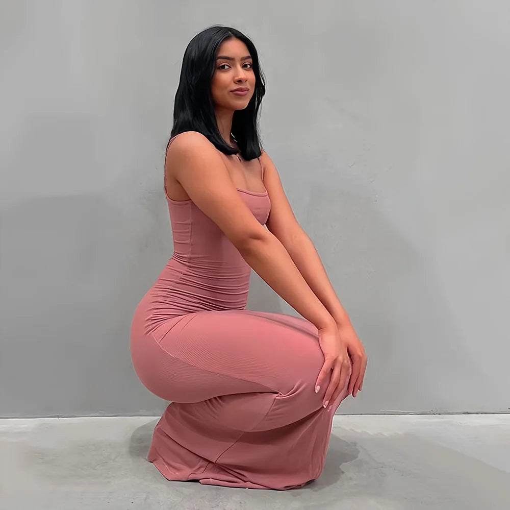 Backless Bodycon Maxi Dress With Spaghetti Straps Elegant