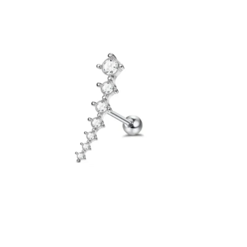 16G Stainless Steel Screw Back Stud Earrings with Cubic Zirconia for Cartilage Conch Helix Ear Piercing