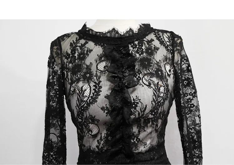 Korean Lace Bodycon Dress Women Office Sheath Pencil