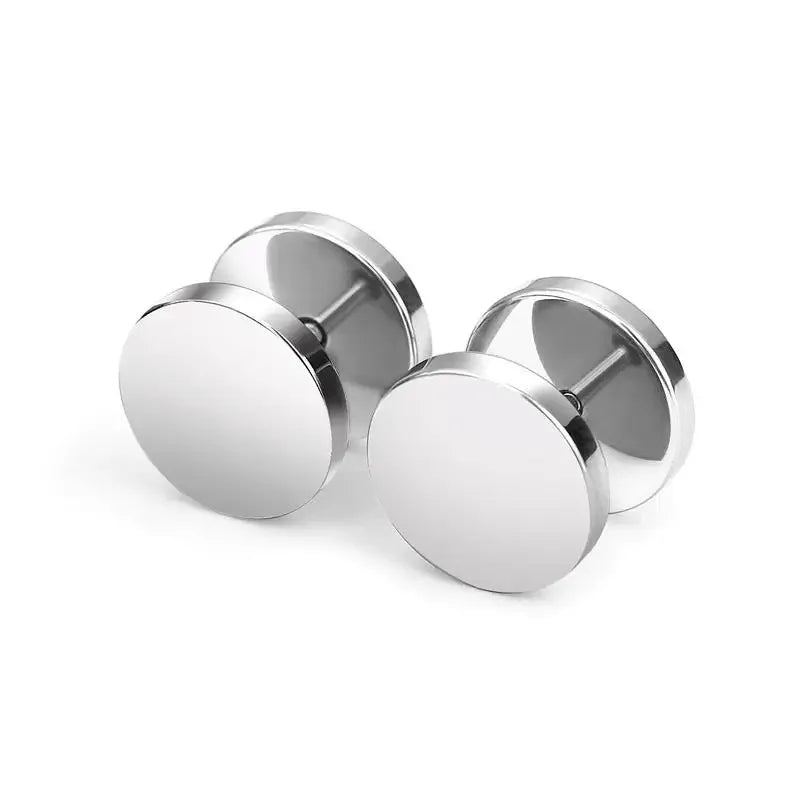 2pcs Stainless Steel Black Ear Studs 3-8mm Punk Push Back Earrings for Men and Women