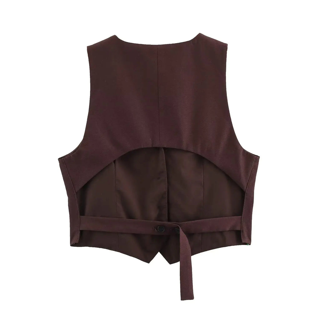 Women's Spring Pants Set with Back Opening Design Tank Top and Loose Fold Pants