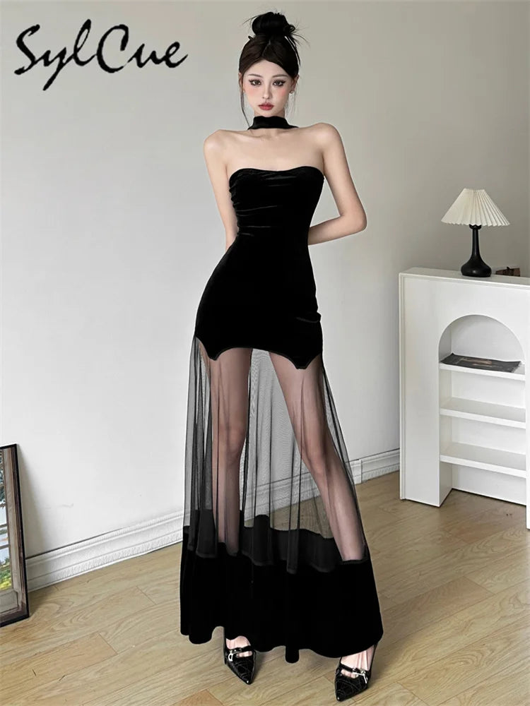 Black Halter Tulle Dress For Party Evening Wear Gown