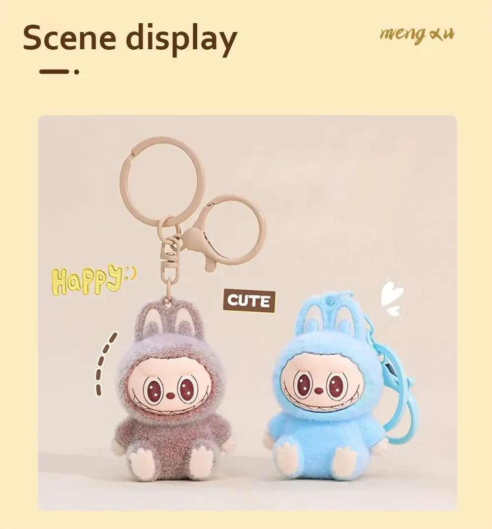Kawaii Labubu Doll Keychain Cute PVC Pendant Toy Phone Bag Charm Car Accessories
