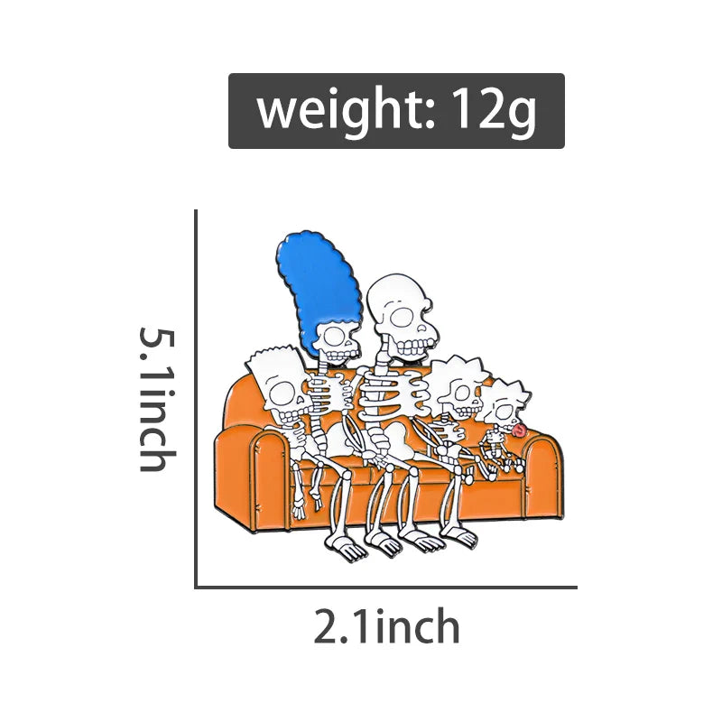 Animated Punk Skull Enamel Brooch Funny Cartoon Metal Pin for Backpack and Lapel Accessories Gift