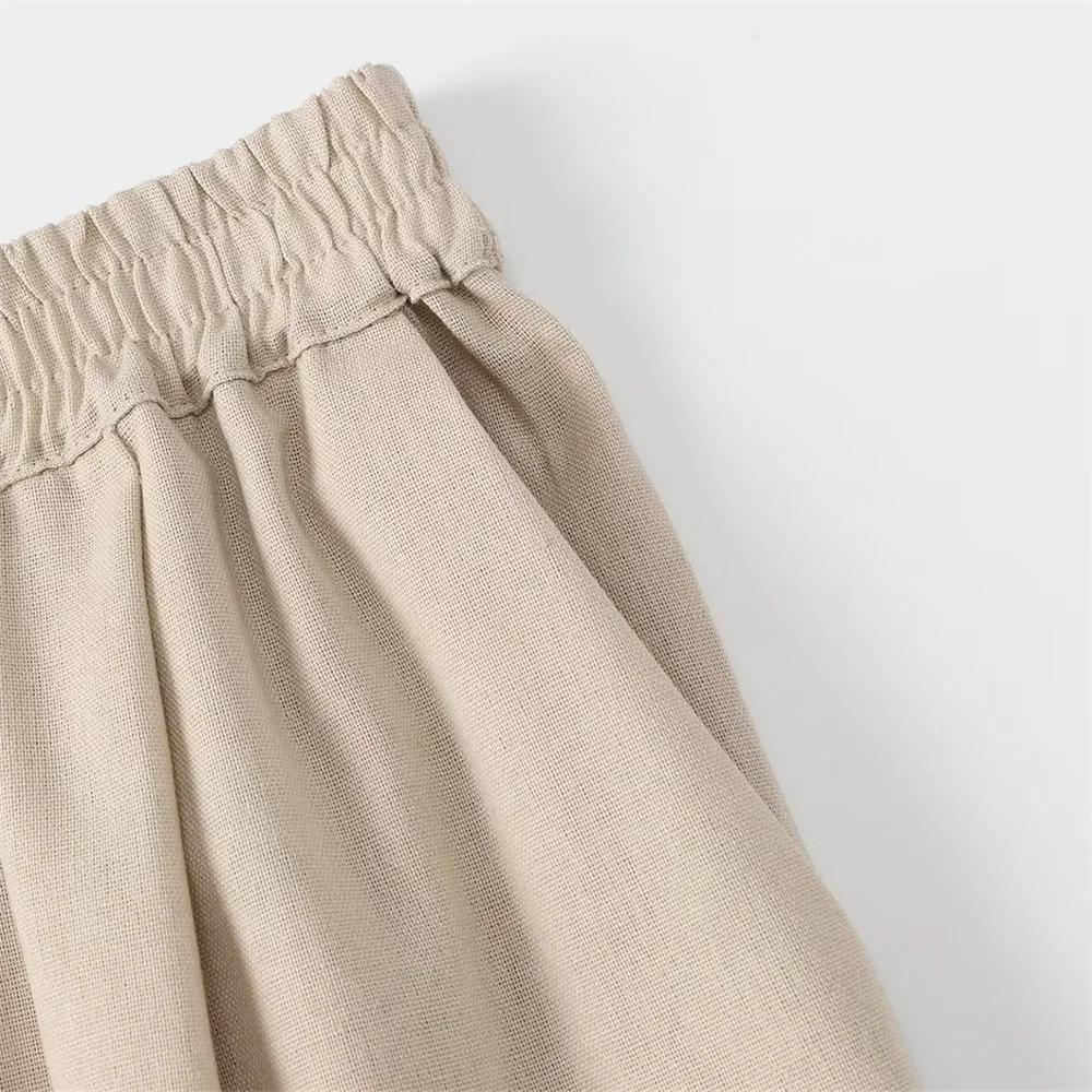 Women's Casual Linen Blended Wide Sleeve Shirt and Straight Leg Pants Set