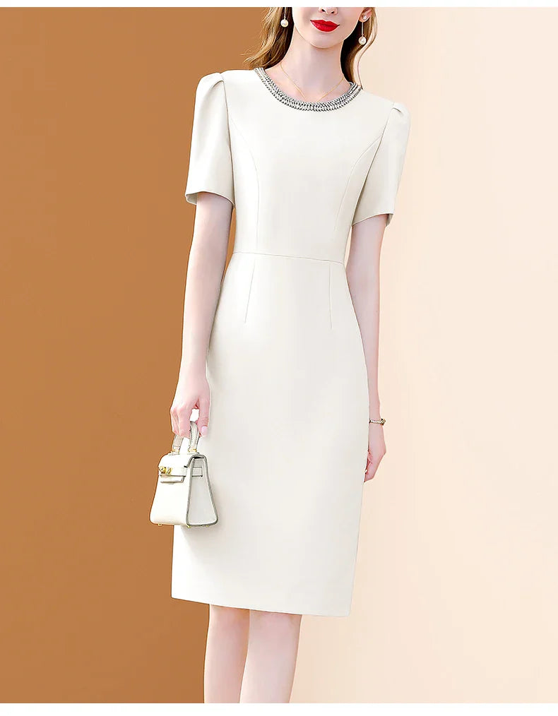 Elegant O Neck Embroidered A Line Dress For Women Casual