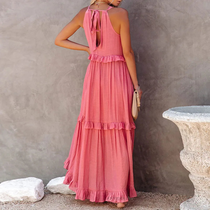 Summer Sleeveless Maxi Dress With Irregular Hem For Holiday