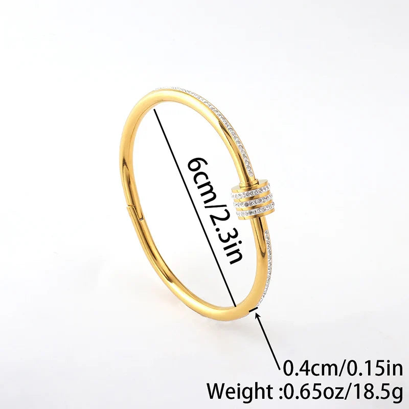 Elegant Gold Bangle Bracelet with Sparkling Rhinestones for Women's Formal Events