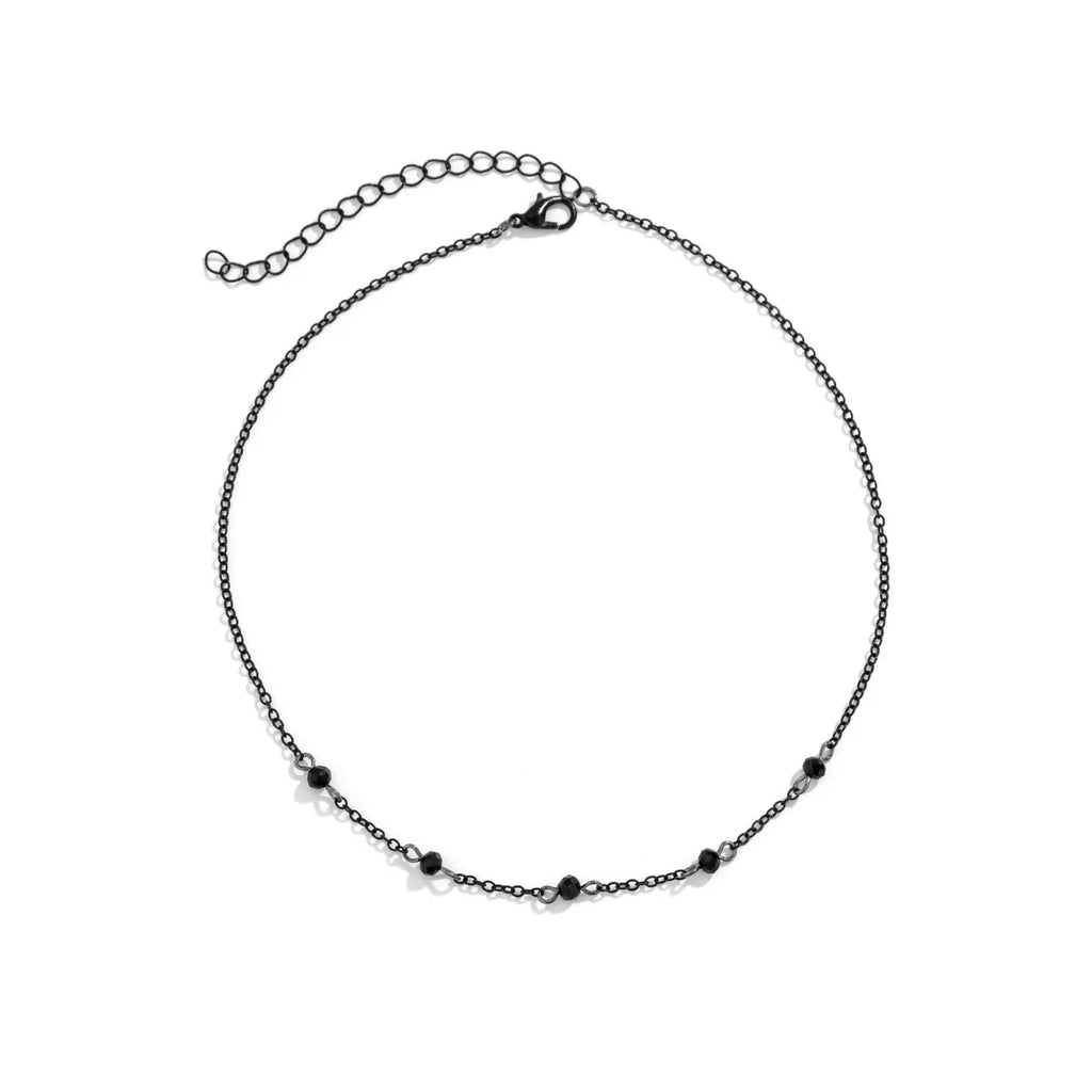 Minimalist Crystal Beads Ball Chain Necklace for Women Simple Black Link Choker Jewelry for Parties and Weddings