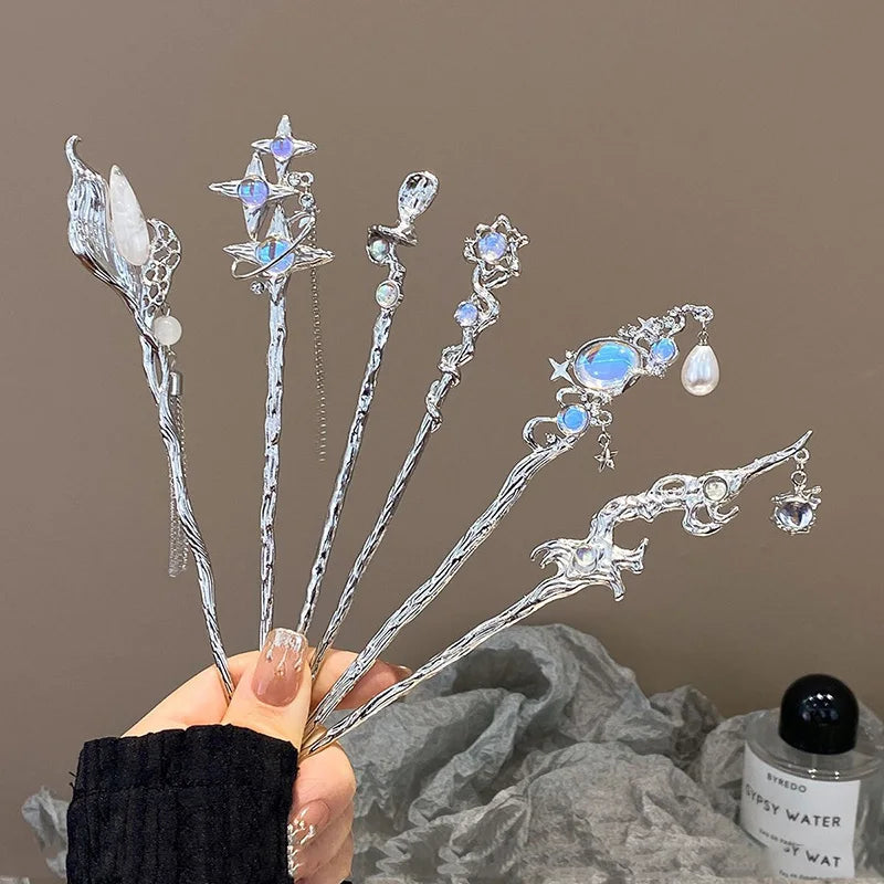 Fashion Chinese Style Hair Stick with Moonstone for Women's Romantic Hair Clip Accessories