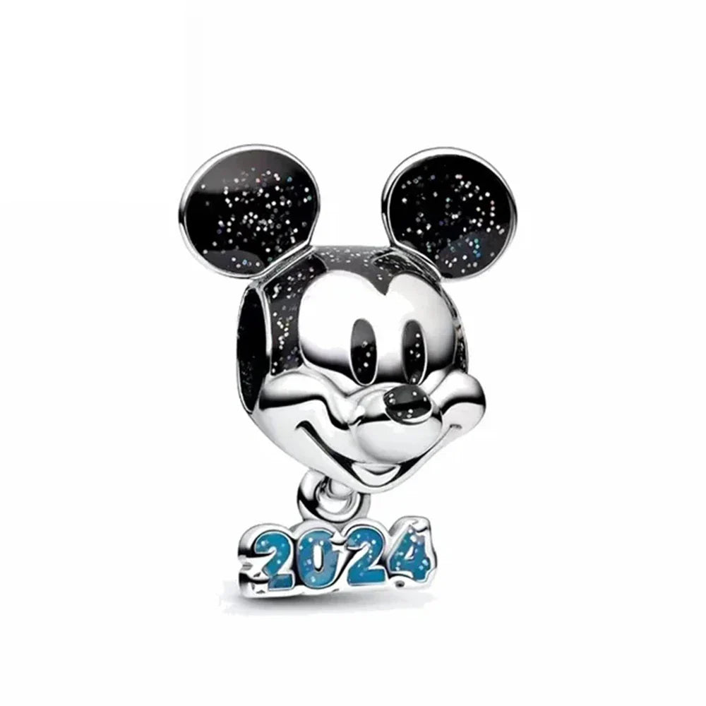 925 Sterling Silver Disney Minnie Mickey Charm Bead for Original Pendant Bracelet DIY Jewelry