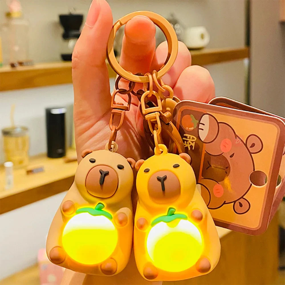 Kawaii Capybara Luminous Keychain Mini Doll Warm Light Toy