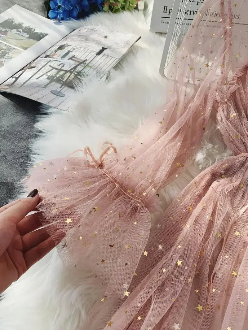 Sequined Mesh Fairy Dress For Women Party Gala Evening Wear