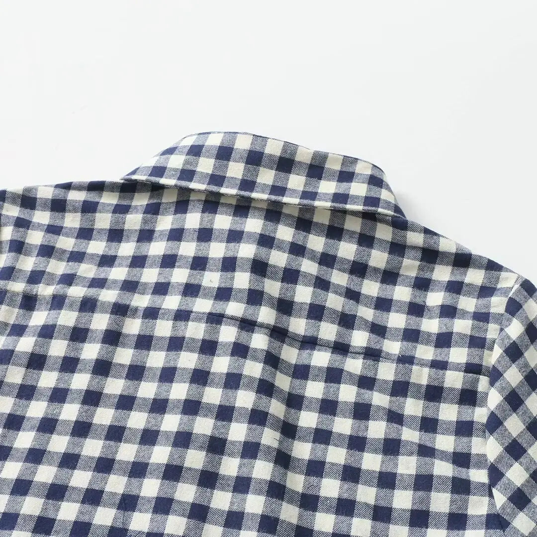 Heavy Embroidered Retro Plaid Shirt with Classic All-Match Design and Vintage Charm