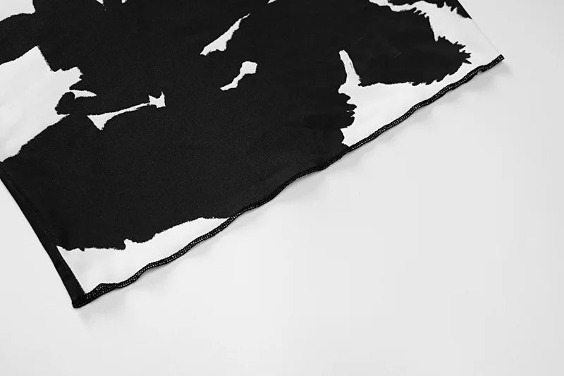 Cow Print Maxi Dress Long Sleeve Turtleneck Bodycon Party