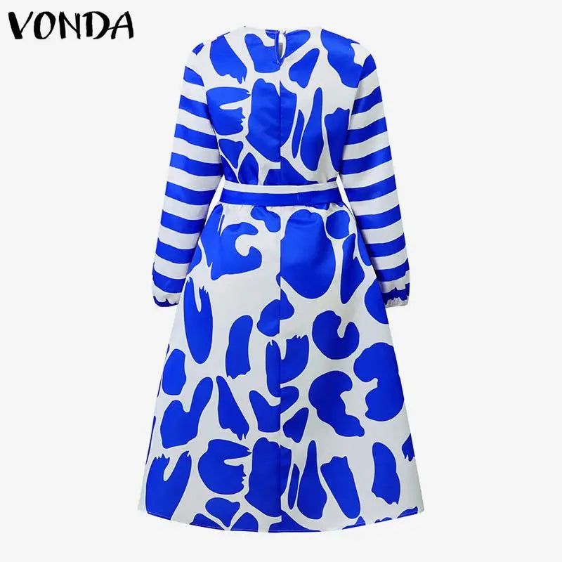 Satin Silk Long Sleeve Belted Party Dress for Summer