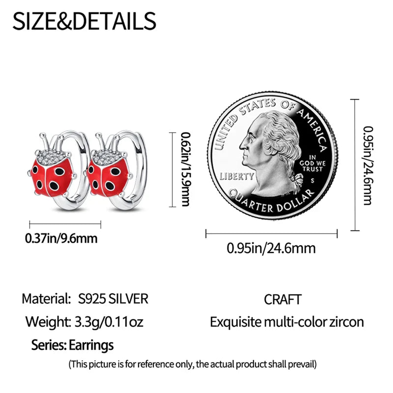 Colorful Butterfly Bee Ladybug Rainbow Flower Earrings in 925 Sterling Silver for Women Fashion Jewelry Gifts